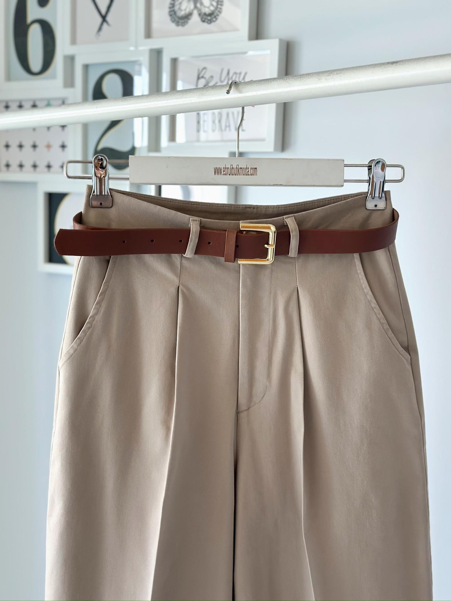 KEMERLİ GABARDİN PANTOLON