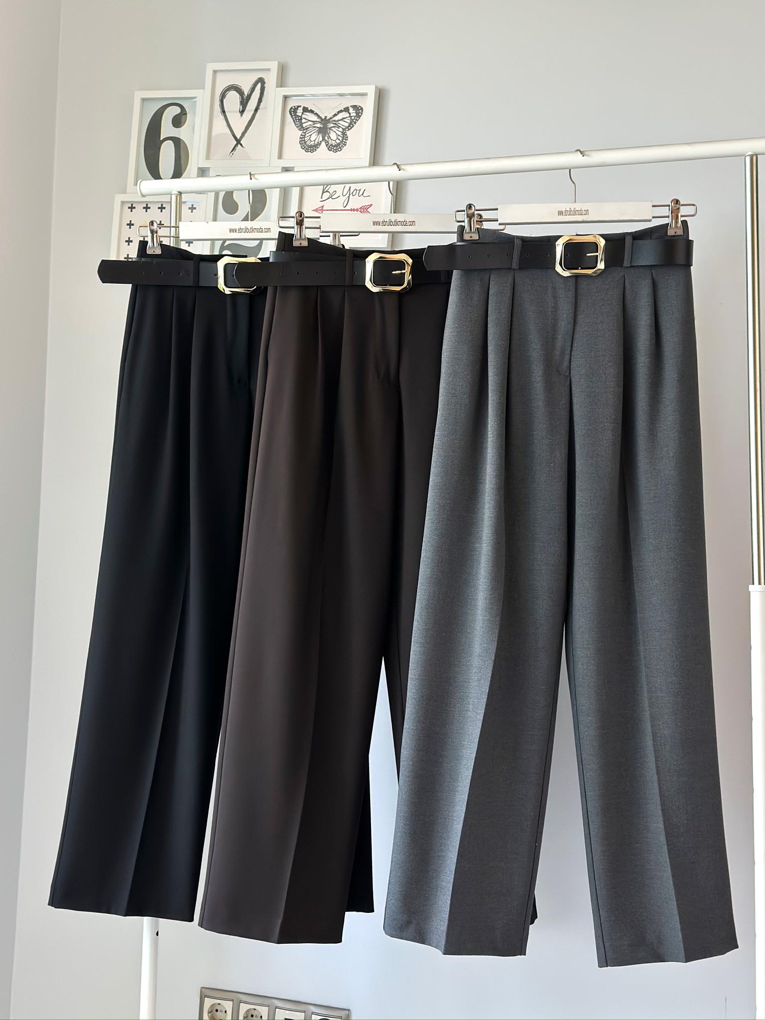 KEMERLİ PİLE DETAY PANTOLON