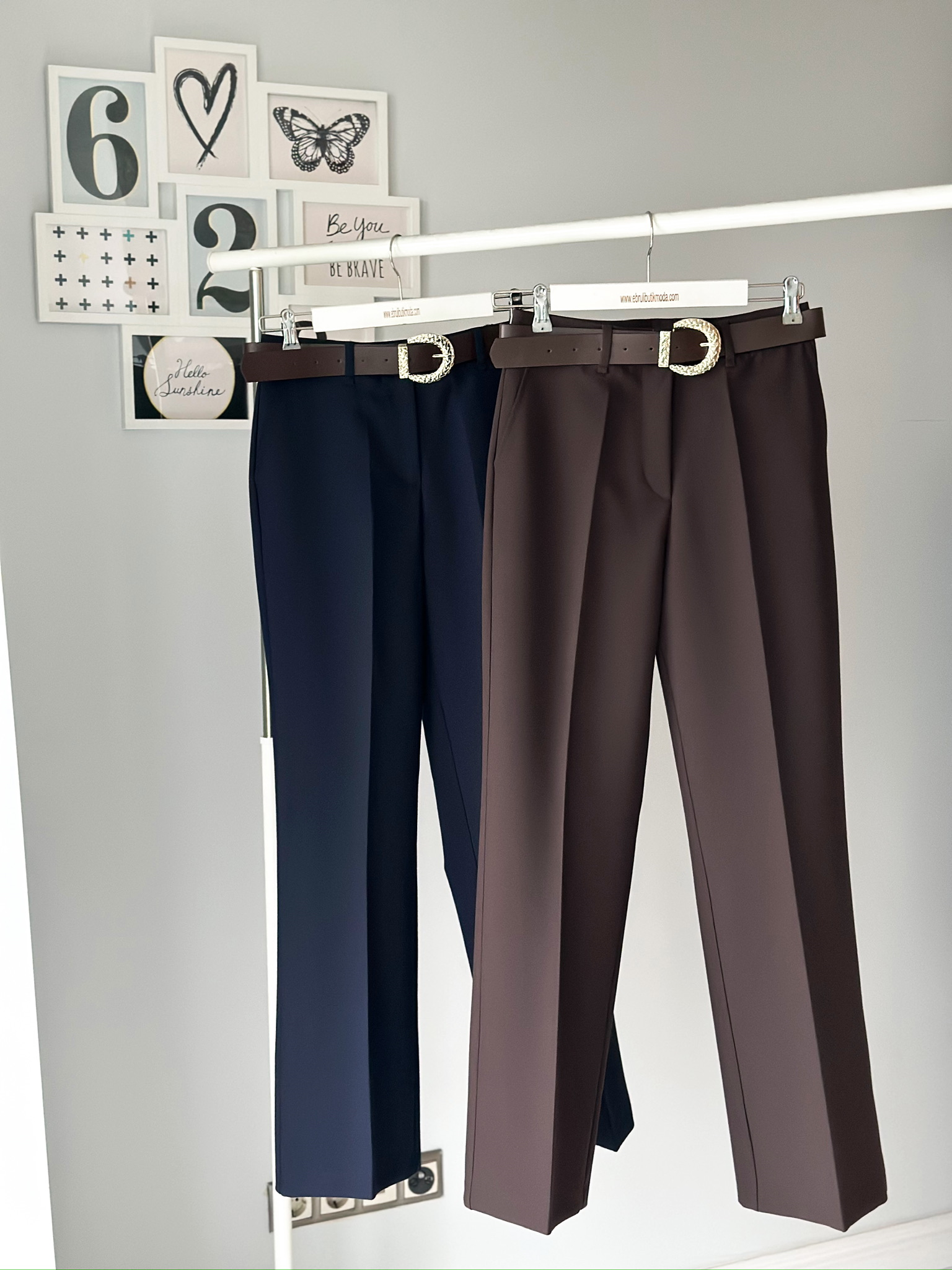 KEMERLİ WİDE LEG KUMAŞ PANTOLON