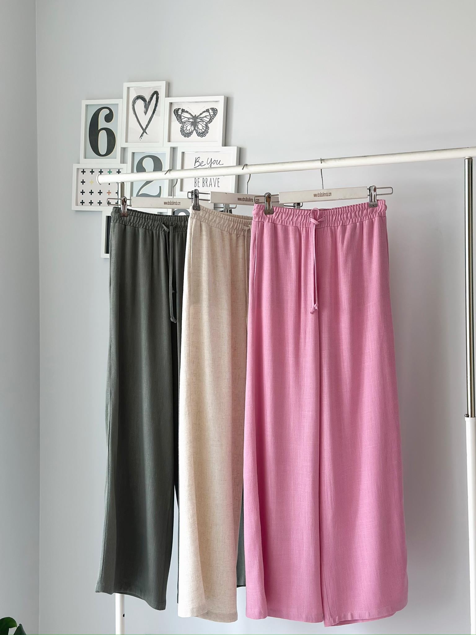 KETEN GENİŞ PAÇA PANTOLON