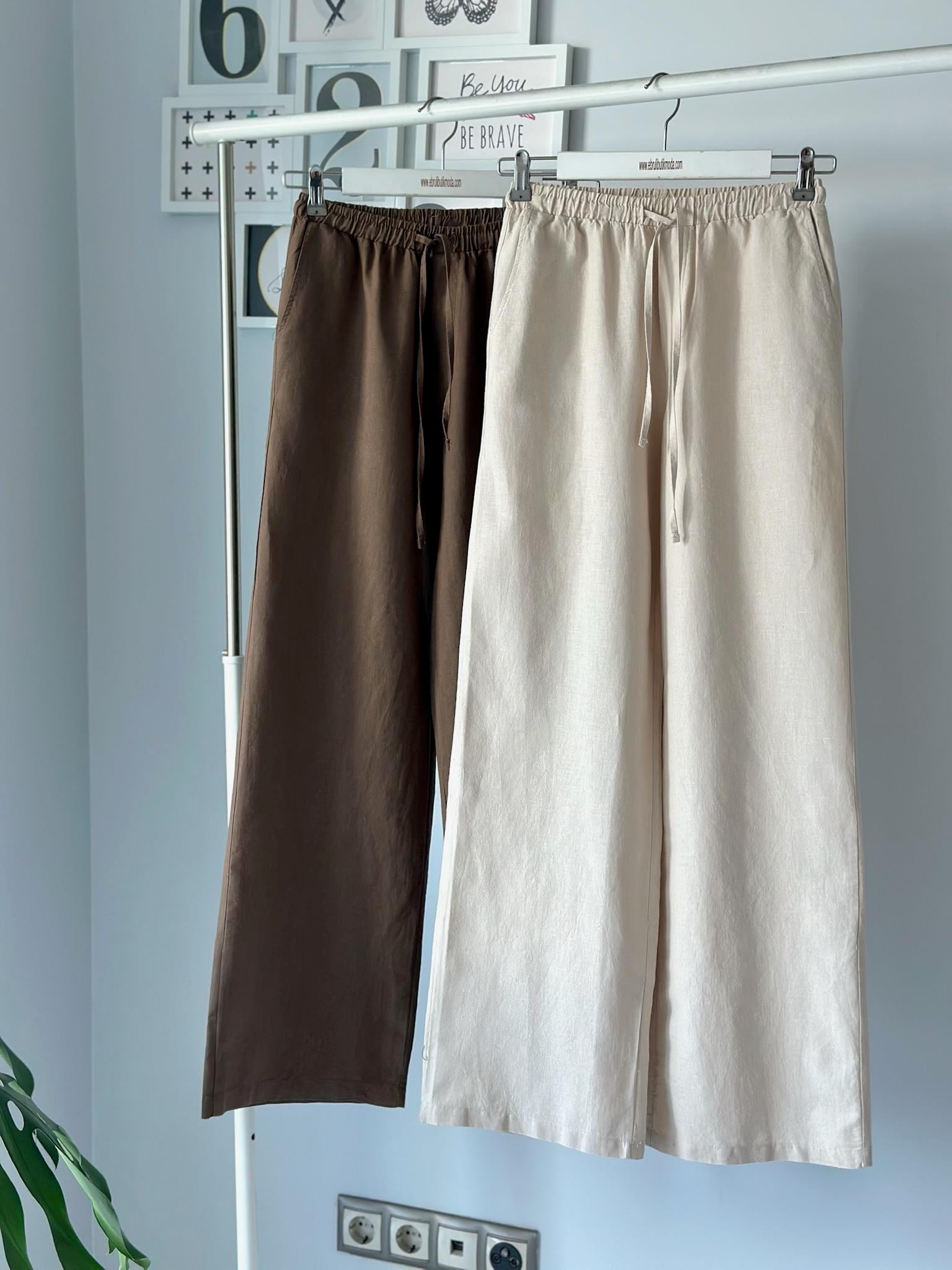 KETEN YANLARI CEPLİ PANTOLON