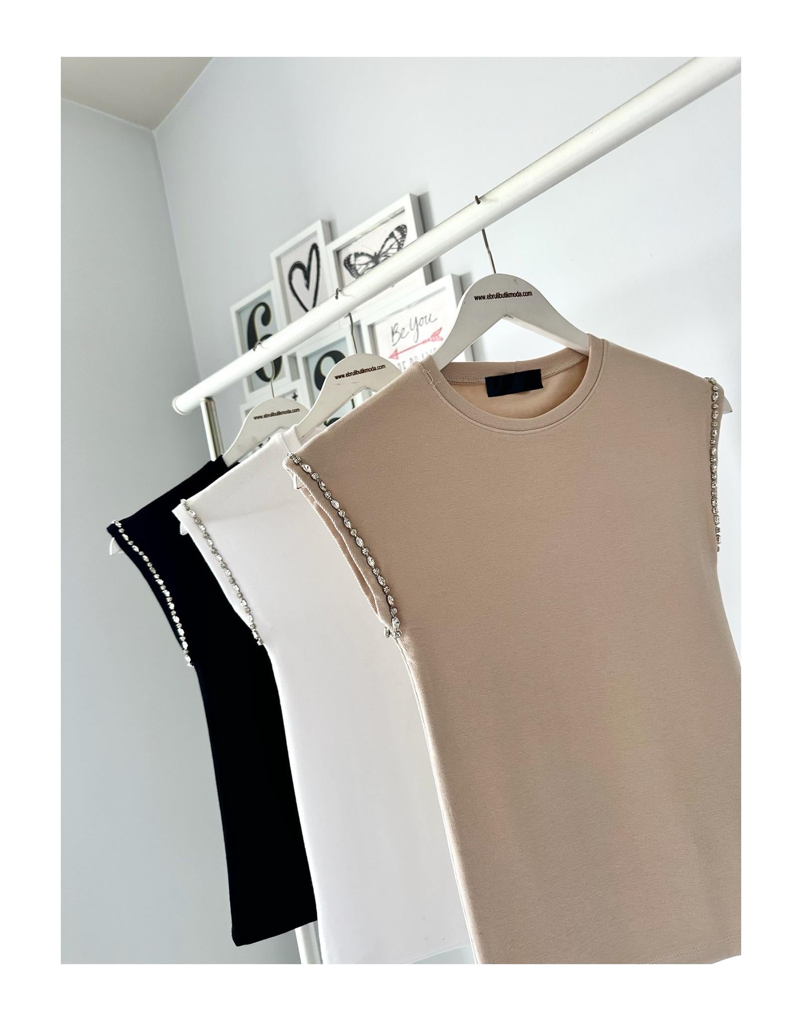 KOL AĞZI TAŞLI BLUZ