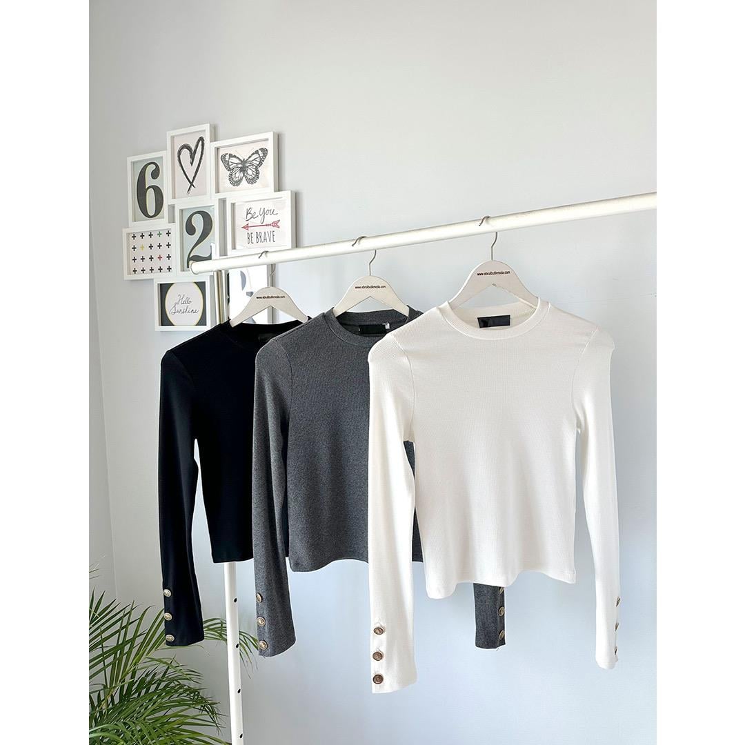 KOLU DÜĞMELİ KAŞKORSE BLUZ