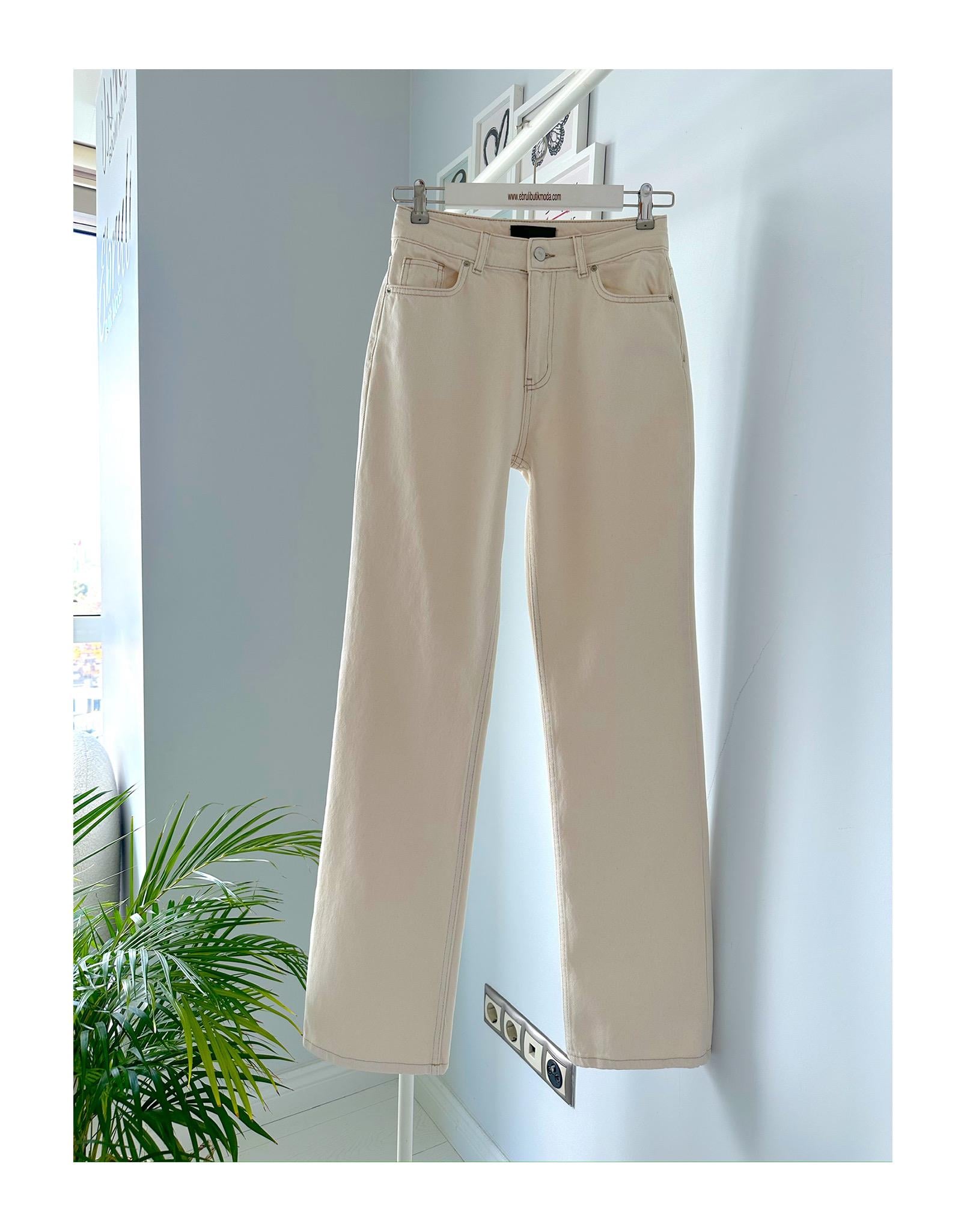 KREM WIDE LEG JEAN