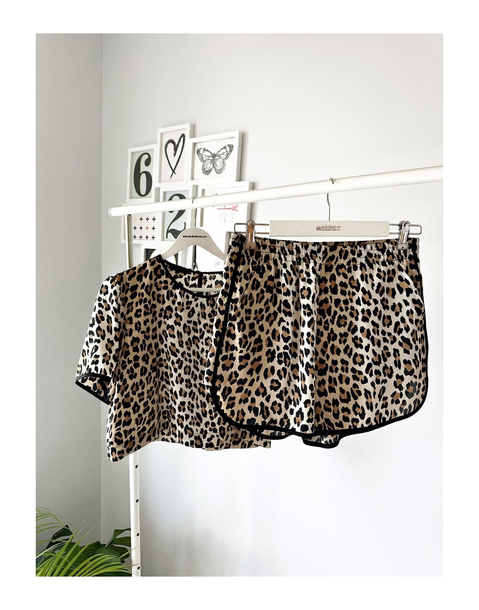 LEOPAR BLUZ ŞORT TAKIM
