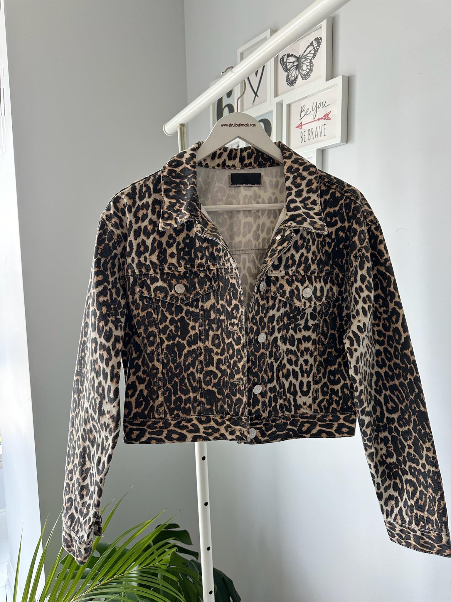 LEOPAR DESEN DENIM CEKET
