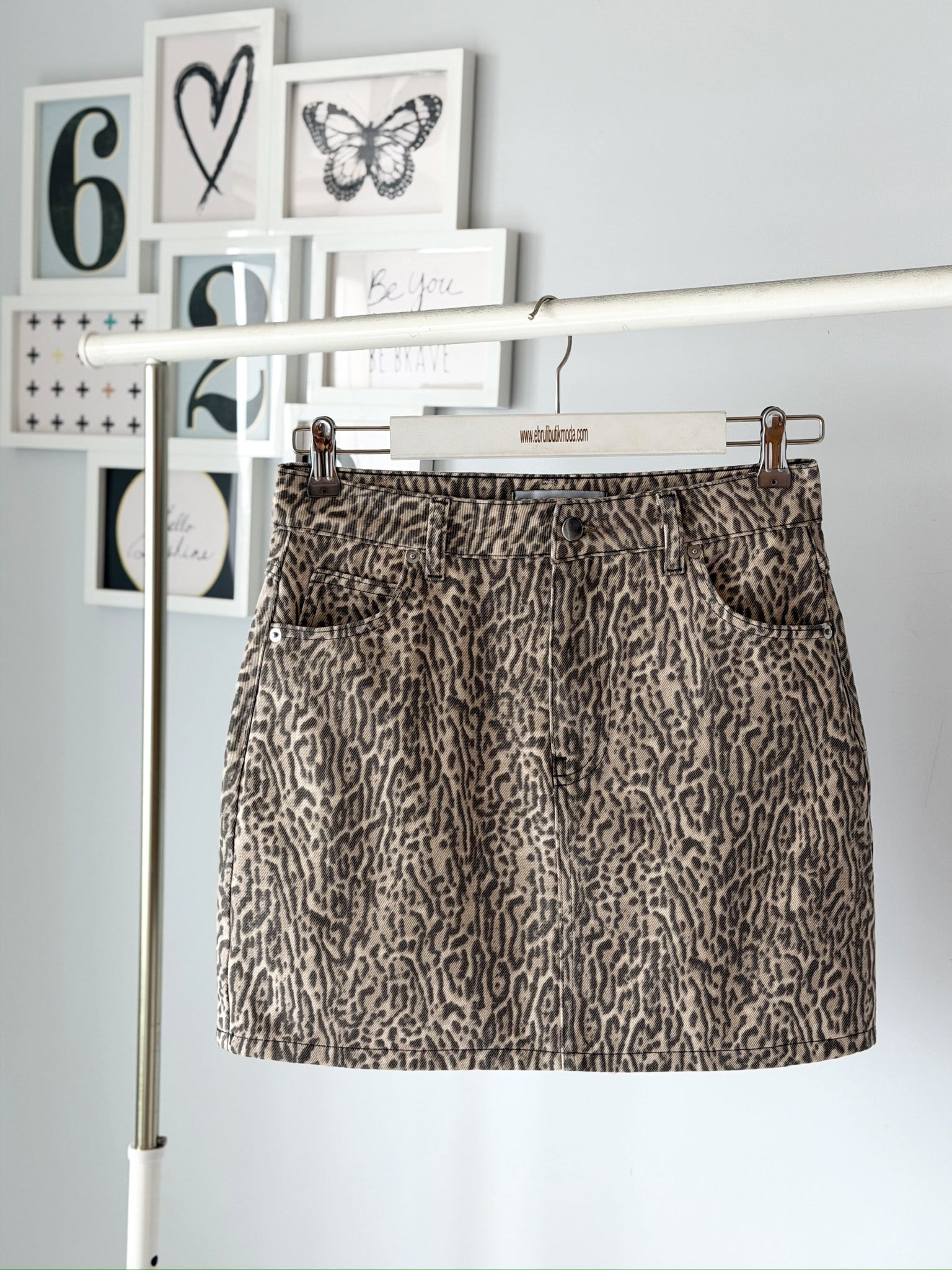 LEOPAR DESENLİ MİNİ ETEK