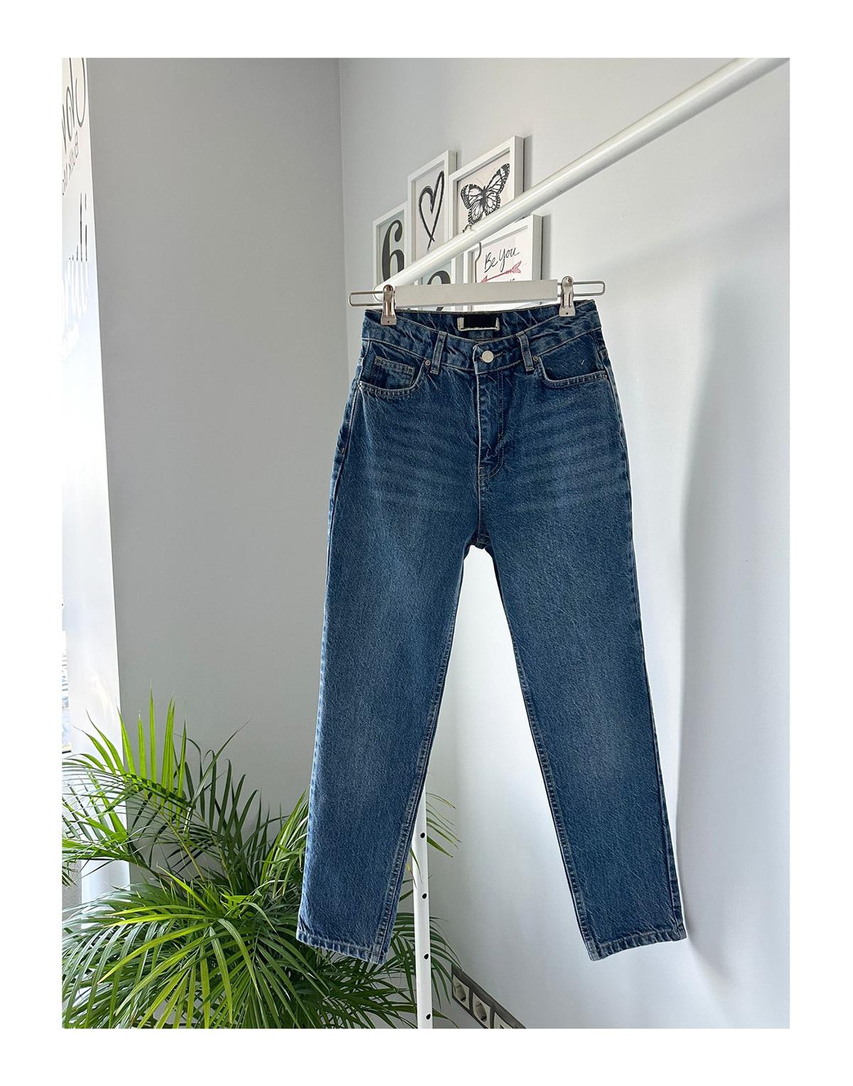 MAVİ YIKAMALI MOM JEAN