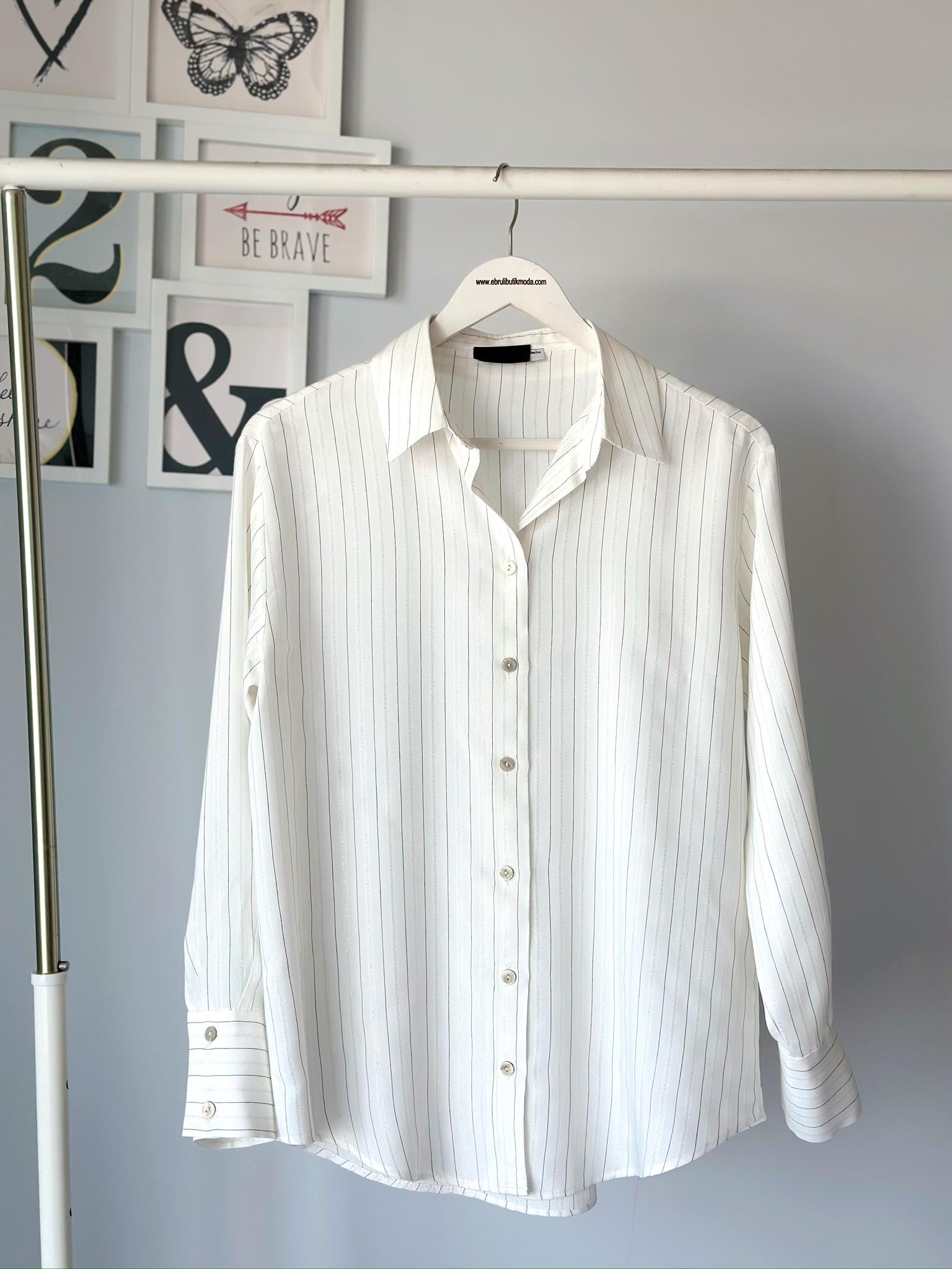 PARILTILI ÇİZGİLİ GÖMLEK