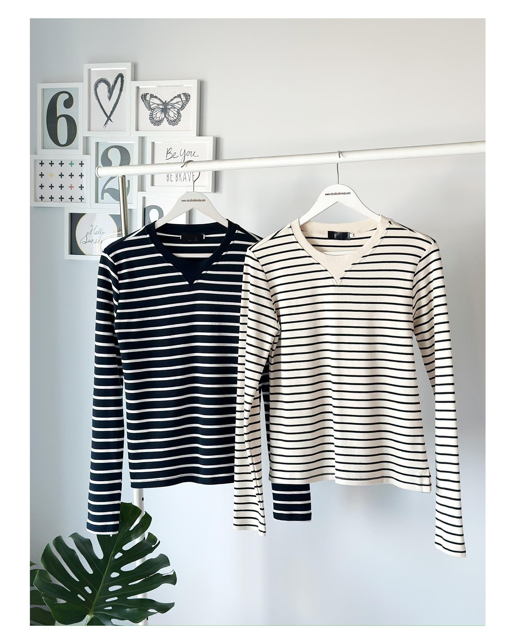 RİBANALI ÇİZGİLİ SWEATSHIRT