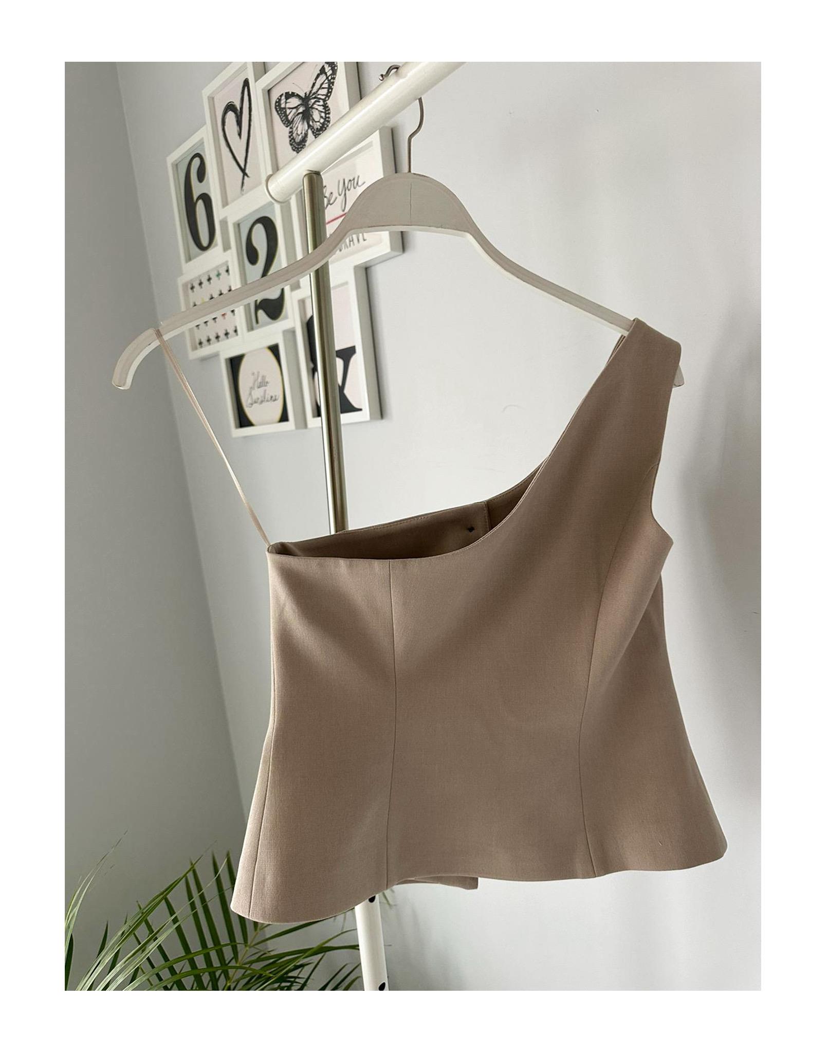 TAŞ RENGİ TEK OMUZ YELEK