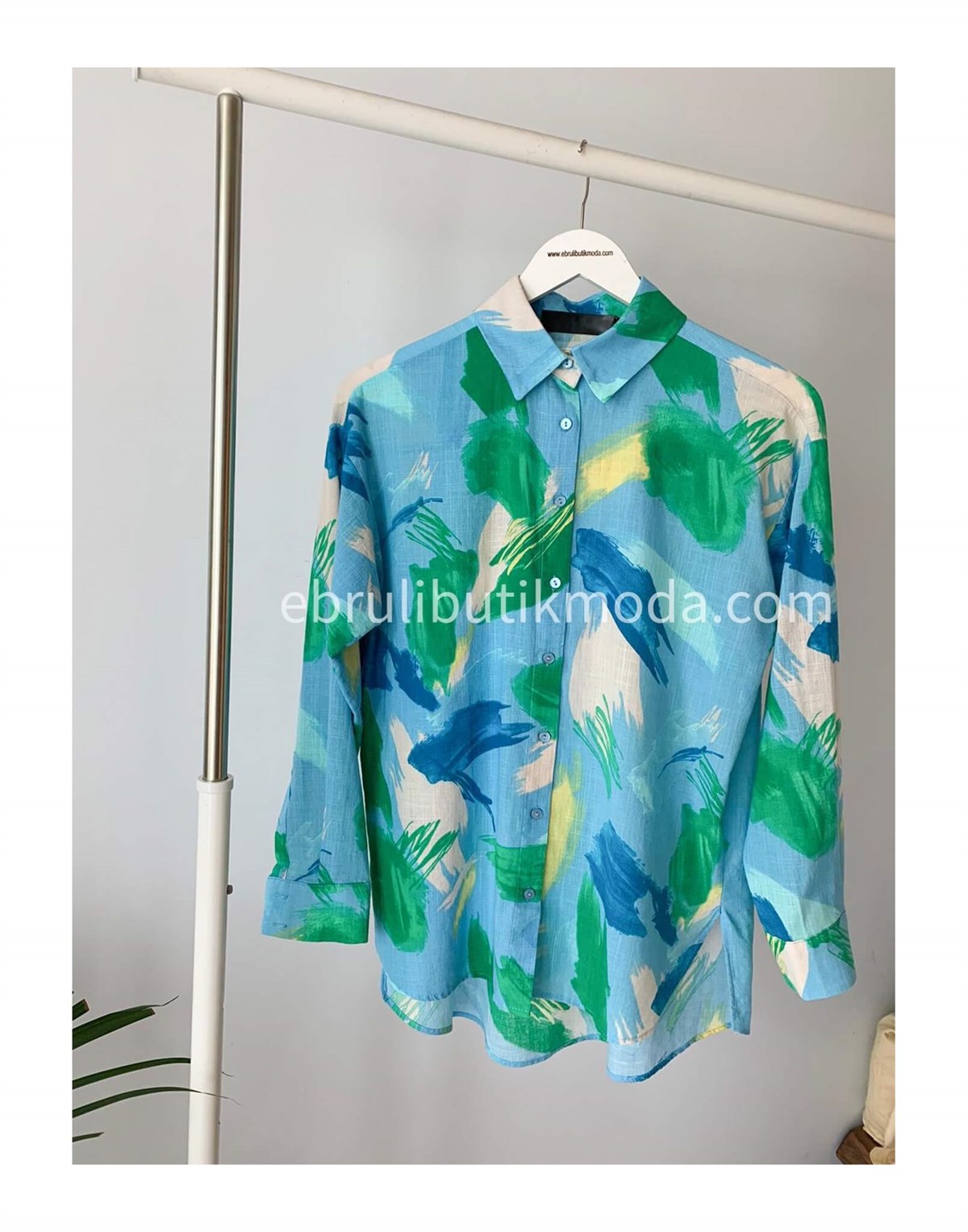 TURKUAZ KETEN GÖMLEK