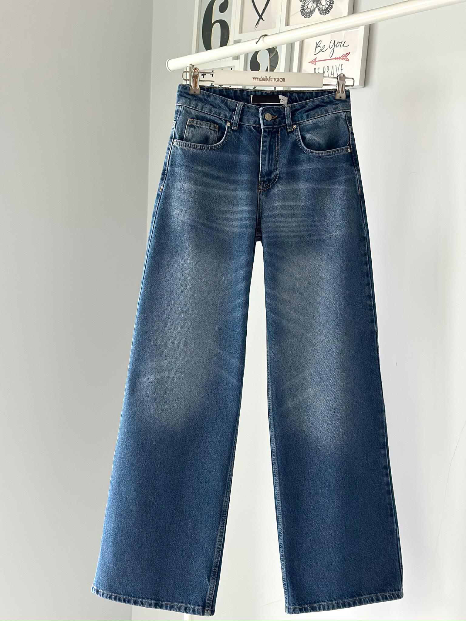 YIKAMA EFEKTLİ WİDE LEG JEAN