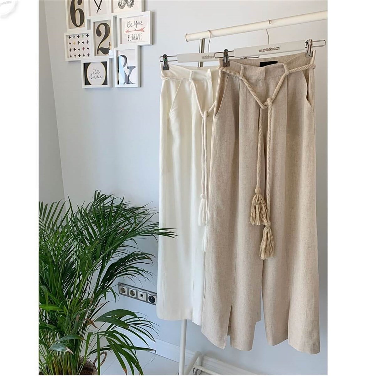 YIRTMAÇLI KETEN PANTOLON