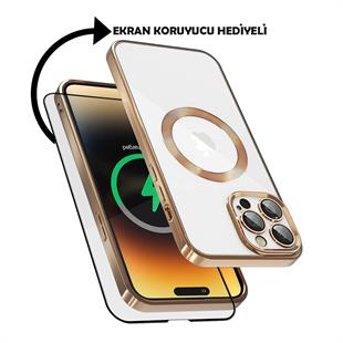 iPhone 12 Pro Magsafe Şarj Özellikli Lens Korumalı Kılıf Ekran Koruyucu Hediyeli Setro