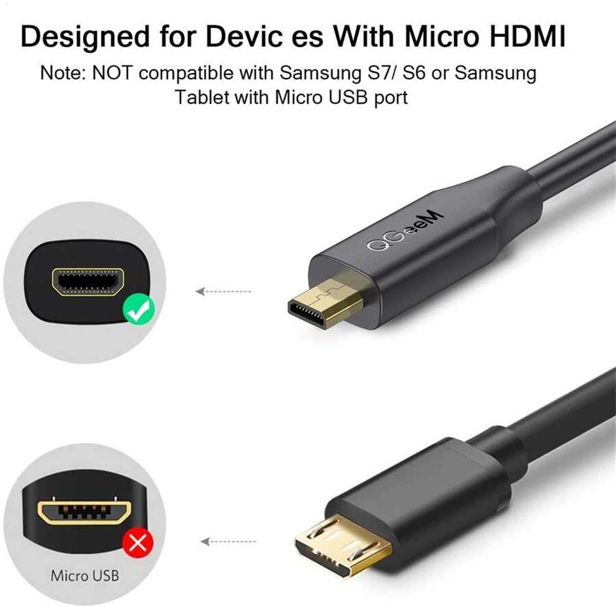 Qgeem QG-AV18 Micro HDMI To HDMI Kablo 1.83M | Dubai Aksesuar