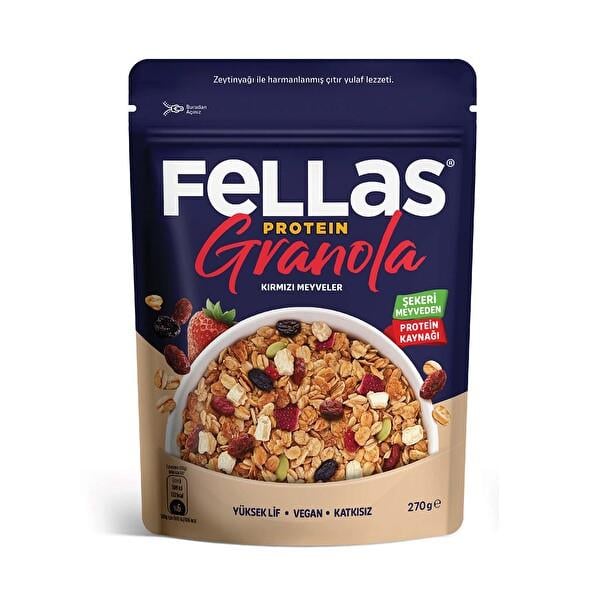 FELLAS VEGAN PROTEİN GRANOLA KIRMIZI MEY.270GR