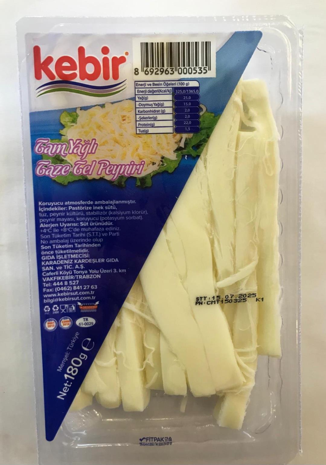 KEBİR YAĞLI TELLİ PEYNİR 180GR