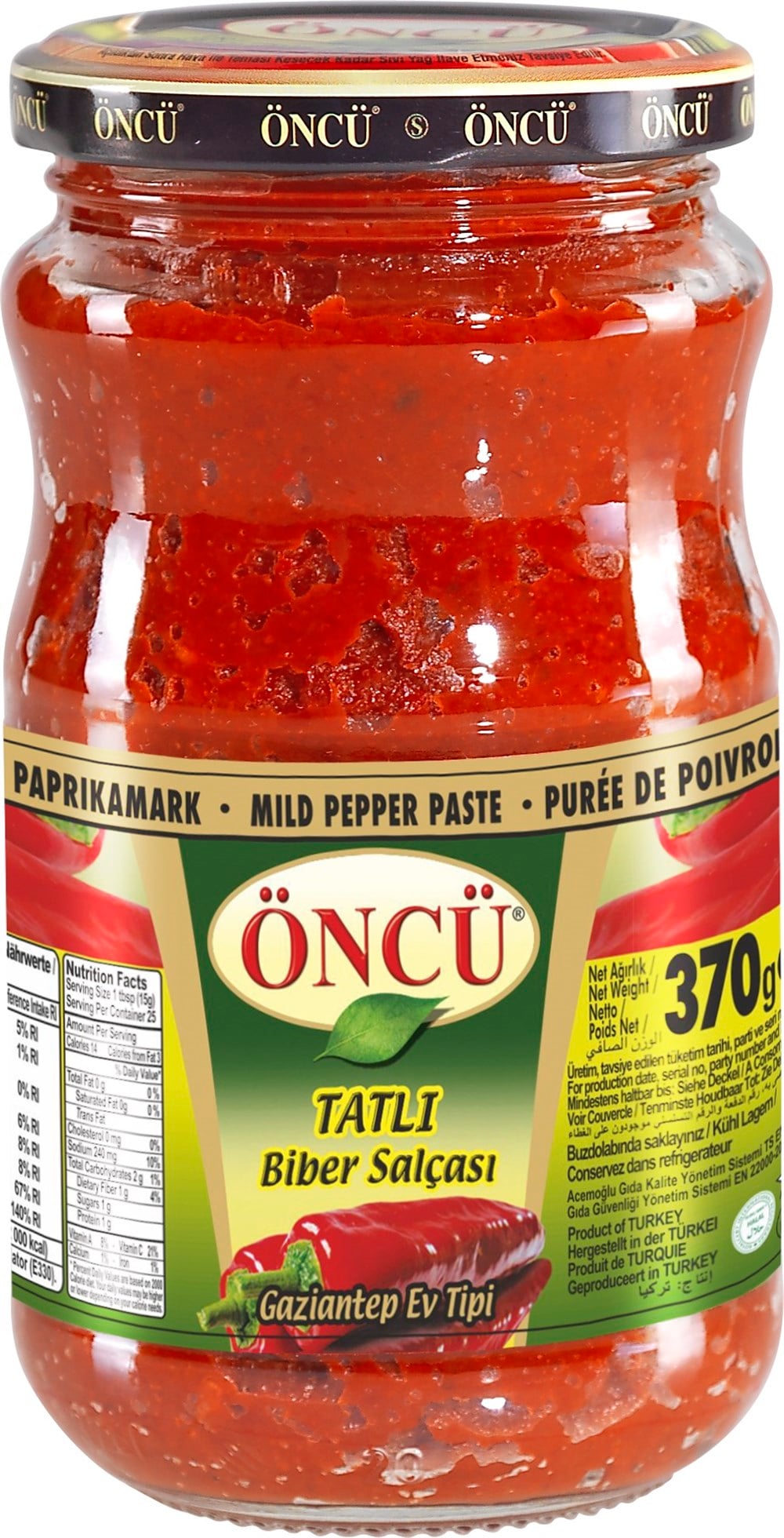 ÖNCÜ TATLI BİBER SALÇ.CAM 370GR 