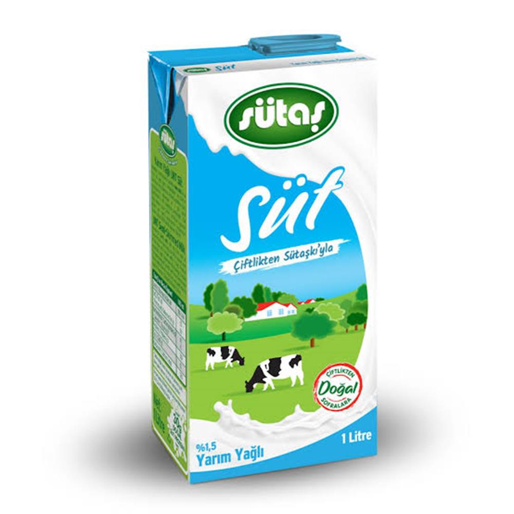 SÜTAŞ SÜT YARIM YAĞLI 1LT