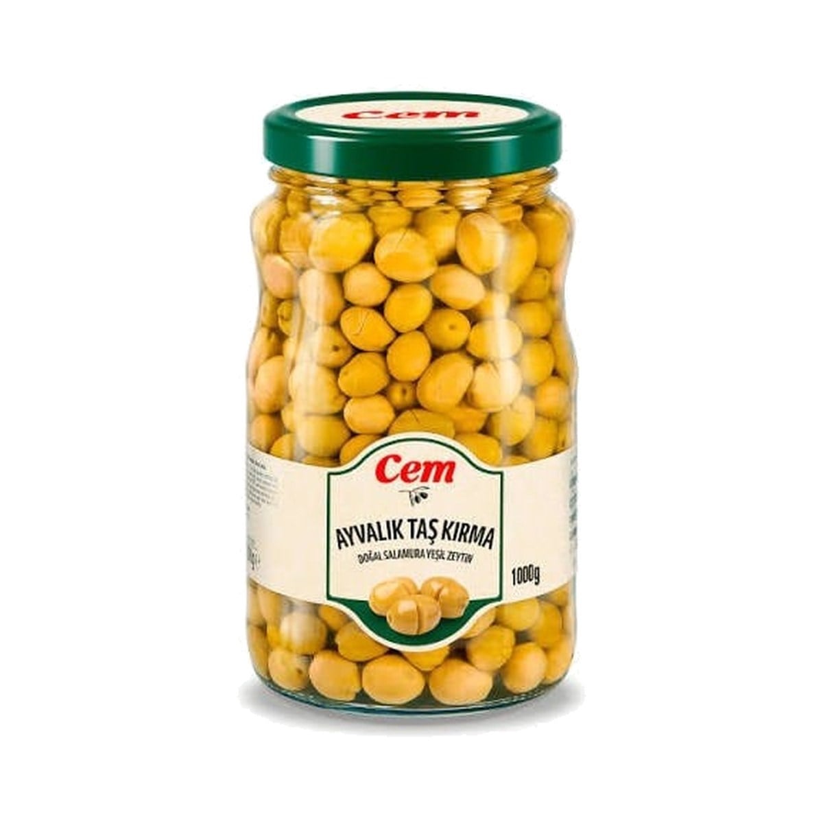 Cem Ayvalık Taş Kırma Yeşil Zeytin 1000 GR