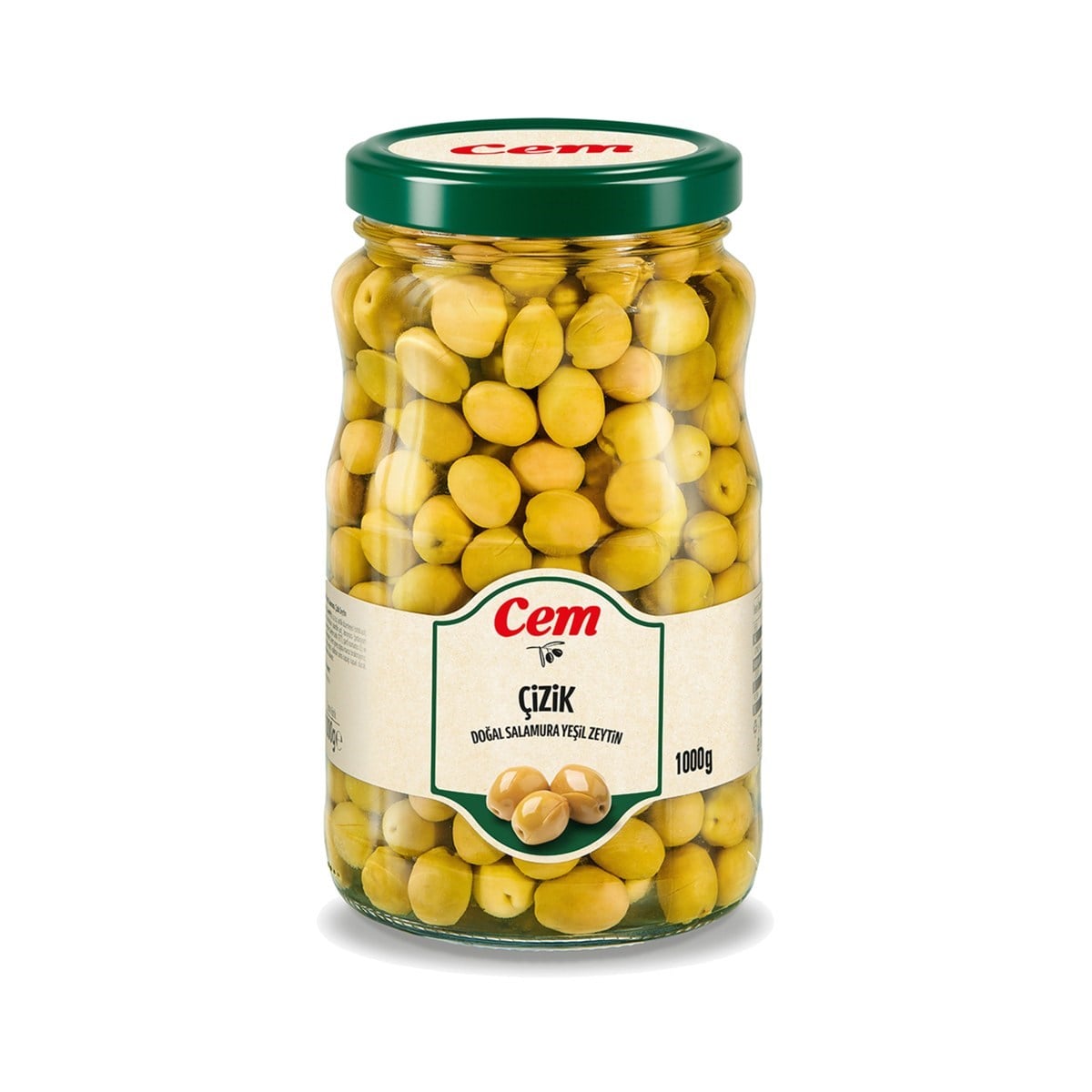 Cem Yeşil Çizik Zeytin 1000 GR