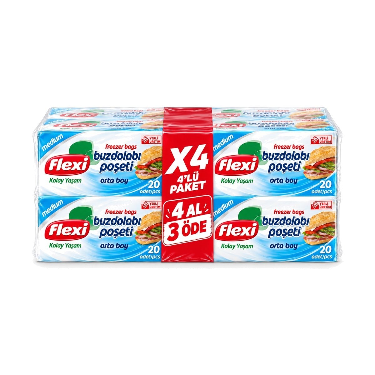 Flexi Buzdolabı Poşeti 4 Al 3 Öde Orta Boy 4x20 ADET