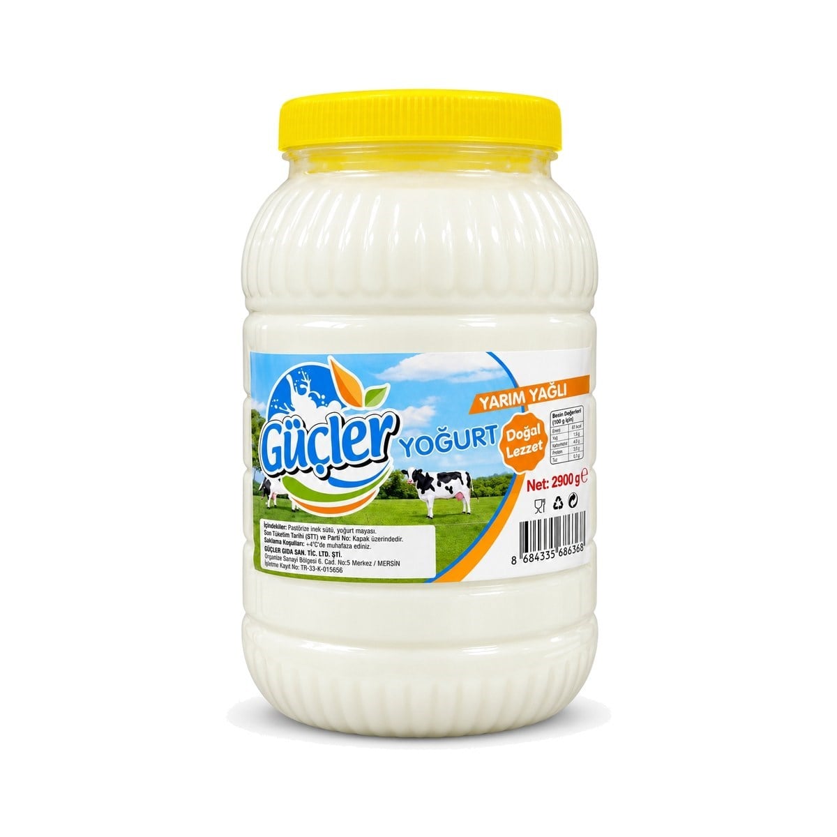 Güçler Kekik Yöresi Yarım Yağlı İnek Yoğurt 2900 GR