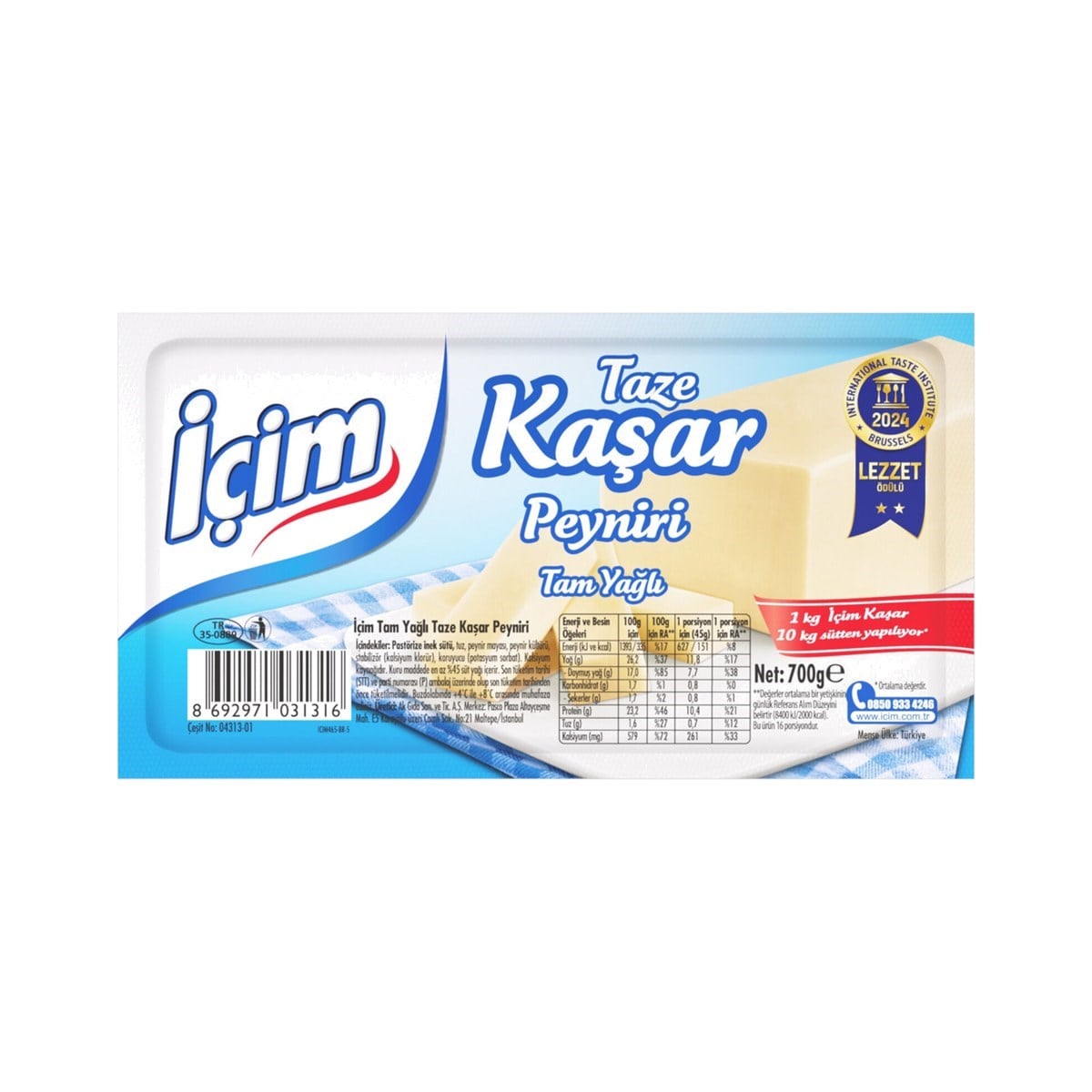 İçim Kaşar Peyniri 600 GR