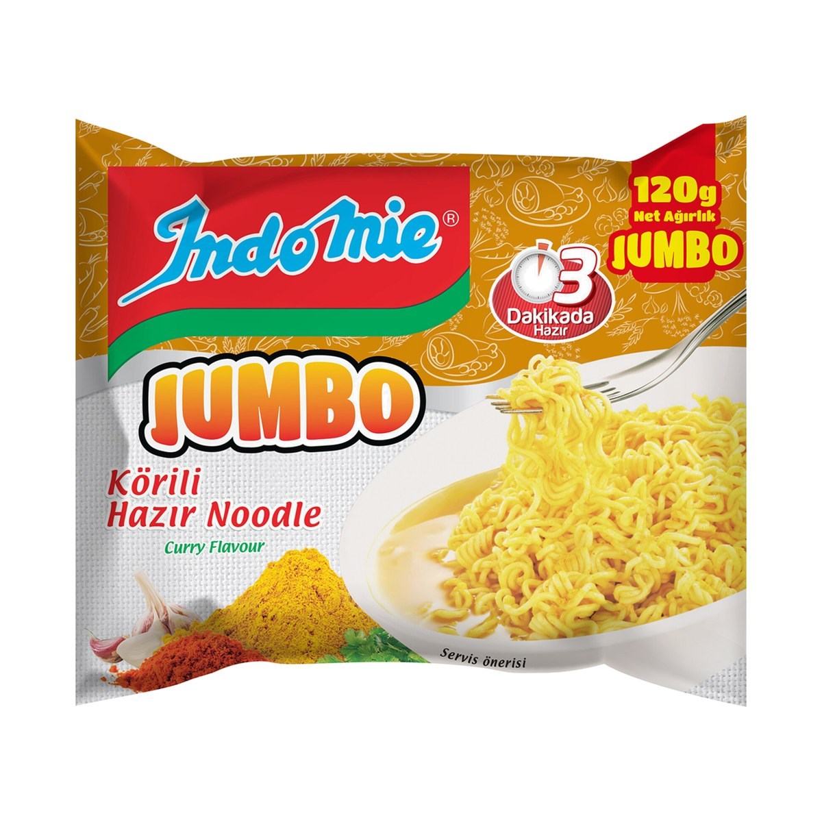 İndomie Noodle Köri Çeşnili Jumbo 120 GR
