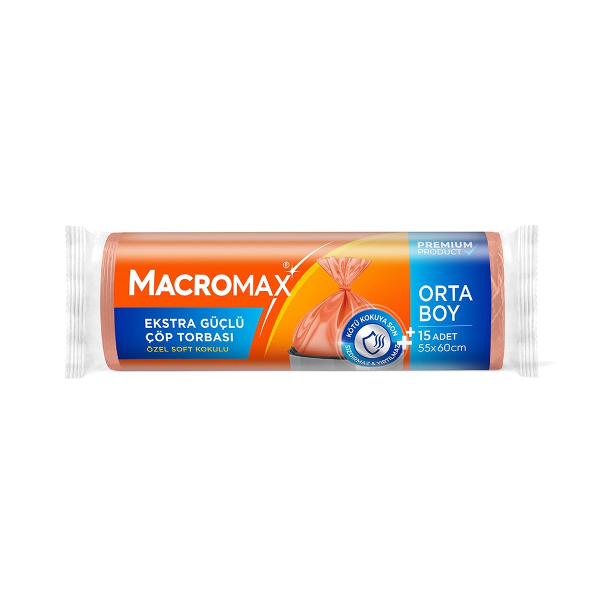 Macromax Ekstra Güçlü Çöp Torbası Orta Boy 15 ADET