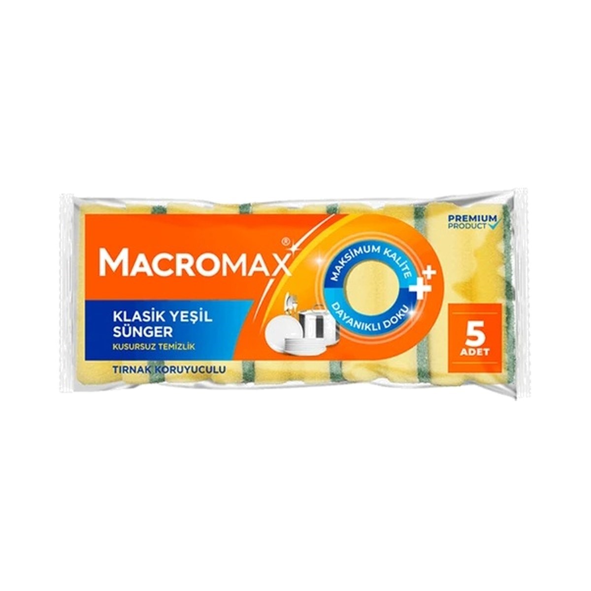 Macromax Klasik Yeşil Sünger Tırnak Koruyuculu 5 ADET