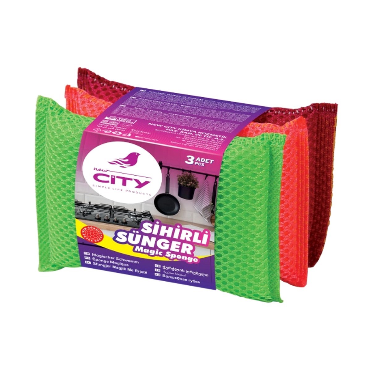 New City Sihirli Fileli Sünger 3 ADET