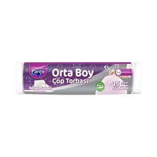 Parex Büzgülü Çöp Torbası Beyaz Sabun Kokulu Orta Boy 15 ADET