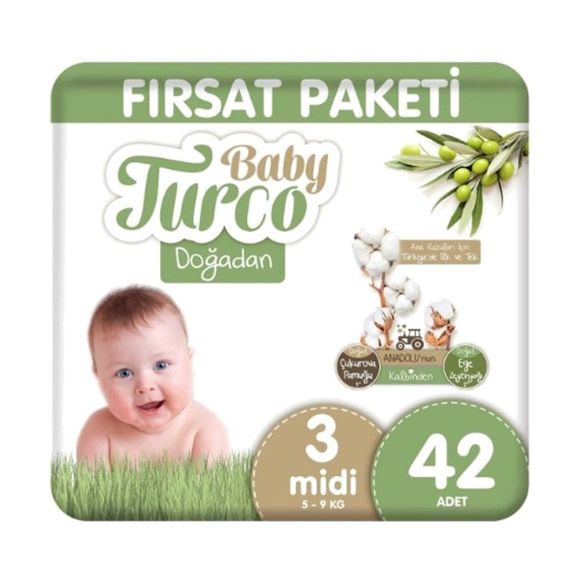 Baby Turco Doğadan Fırsat Paketi 3 Midi 42 ADET