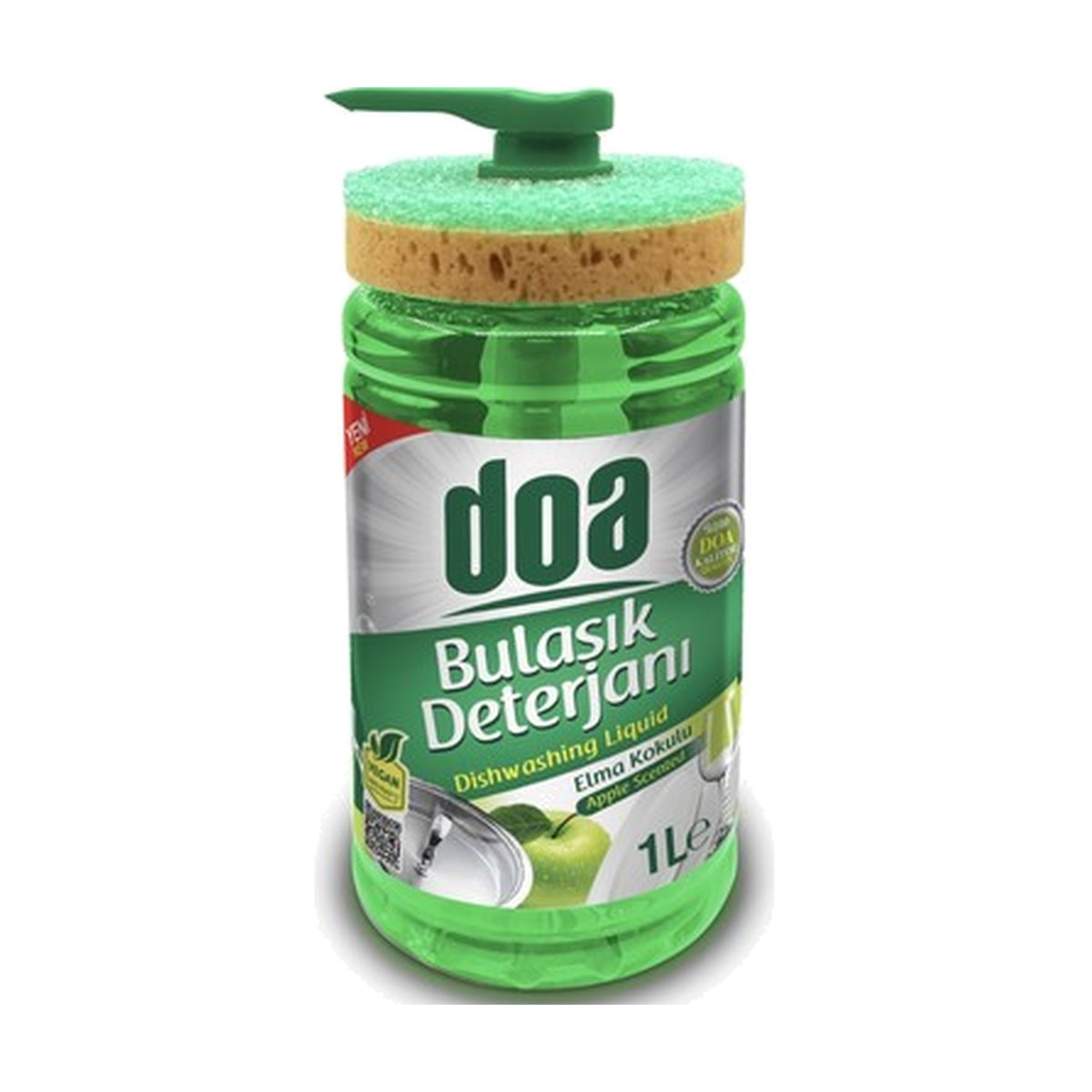 Doa Sıvı Bulaşık Deterjanı Elma Kokulu Süngerli 1000 ML