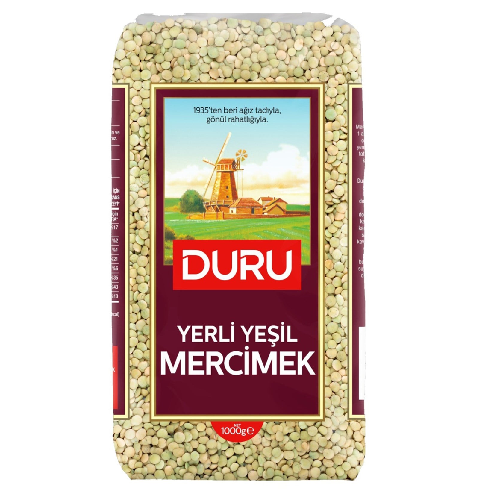 Duru Mercimek Yeşil 1000 GR