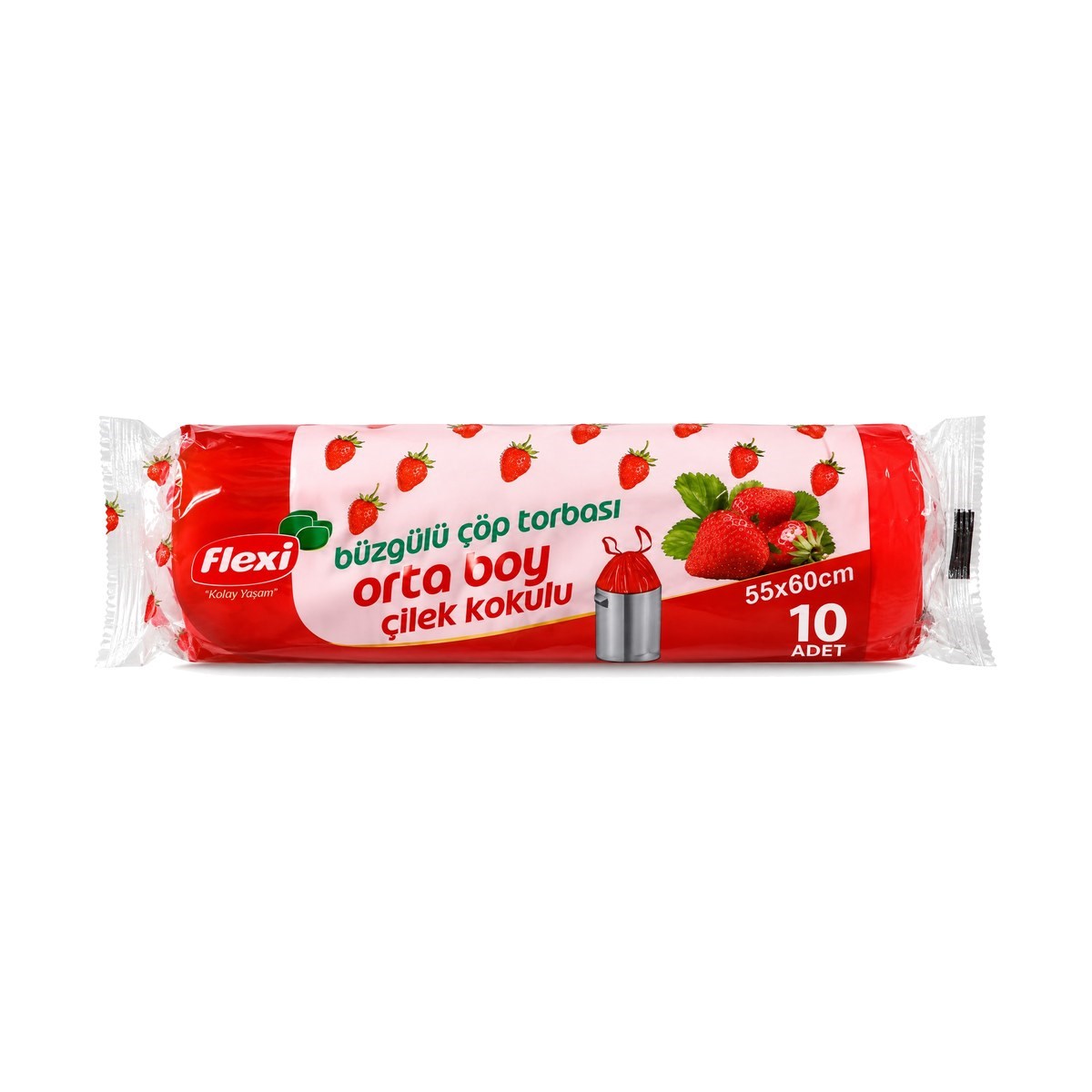 Flexi Büzgülü Çöp Poşeti Çilek Kokulu Orta Boy 10 ADET