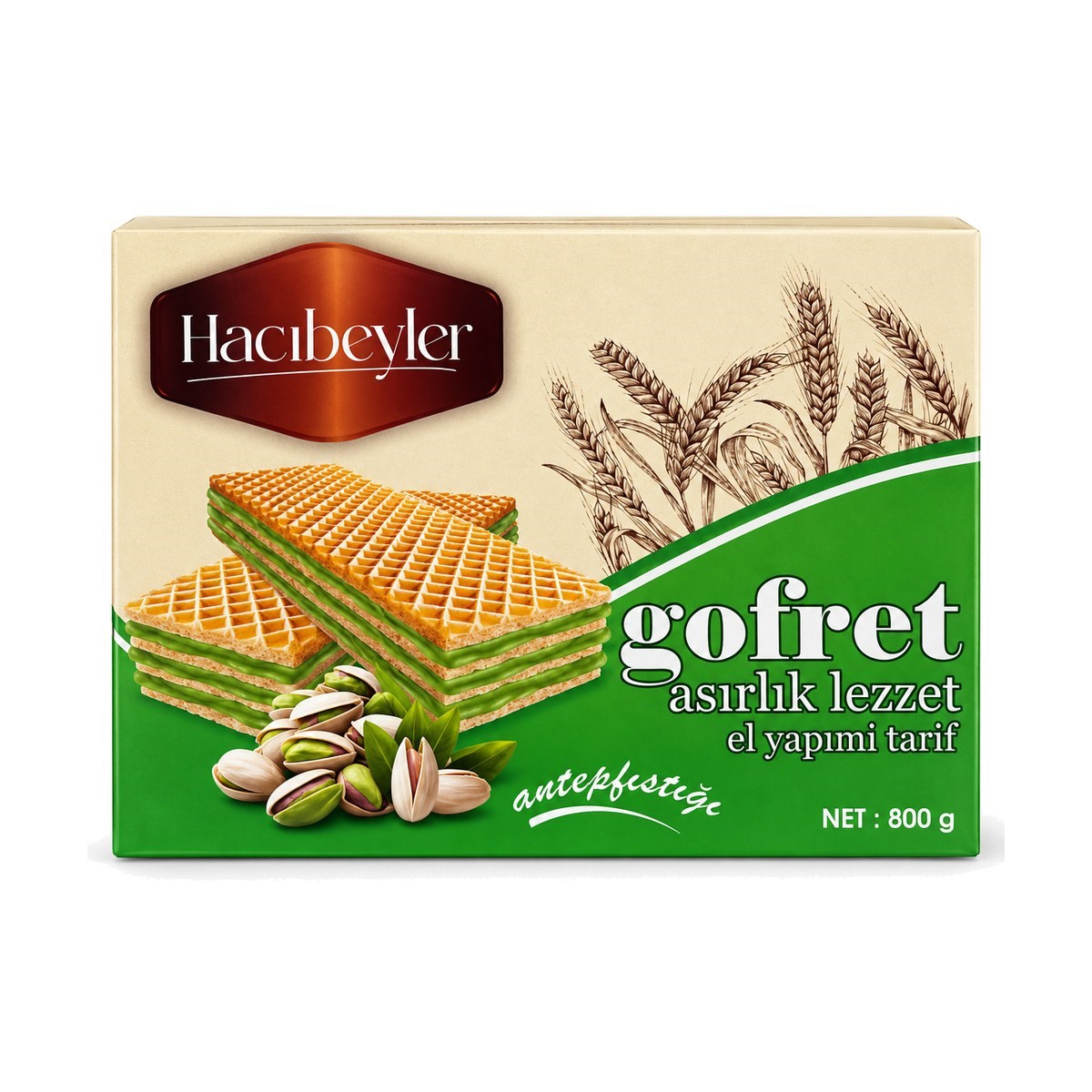 Hacıbeyler Antep Fıstıklı Gofret 800 GR