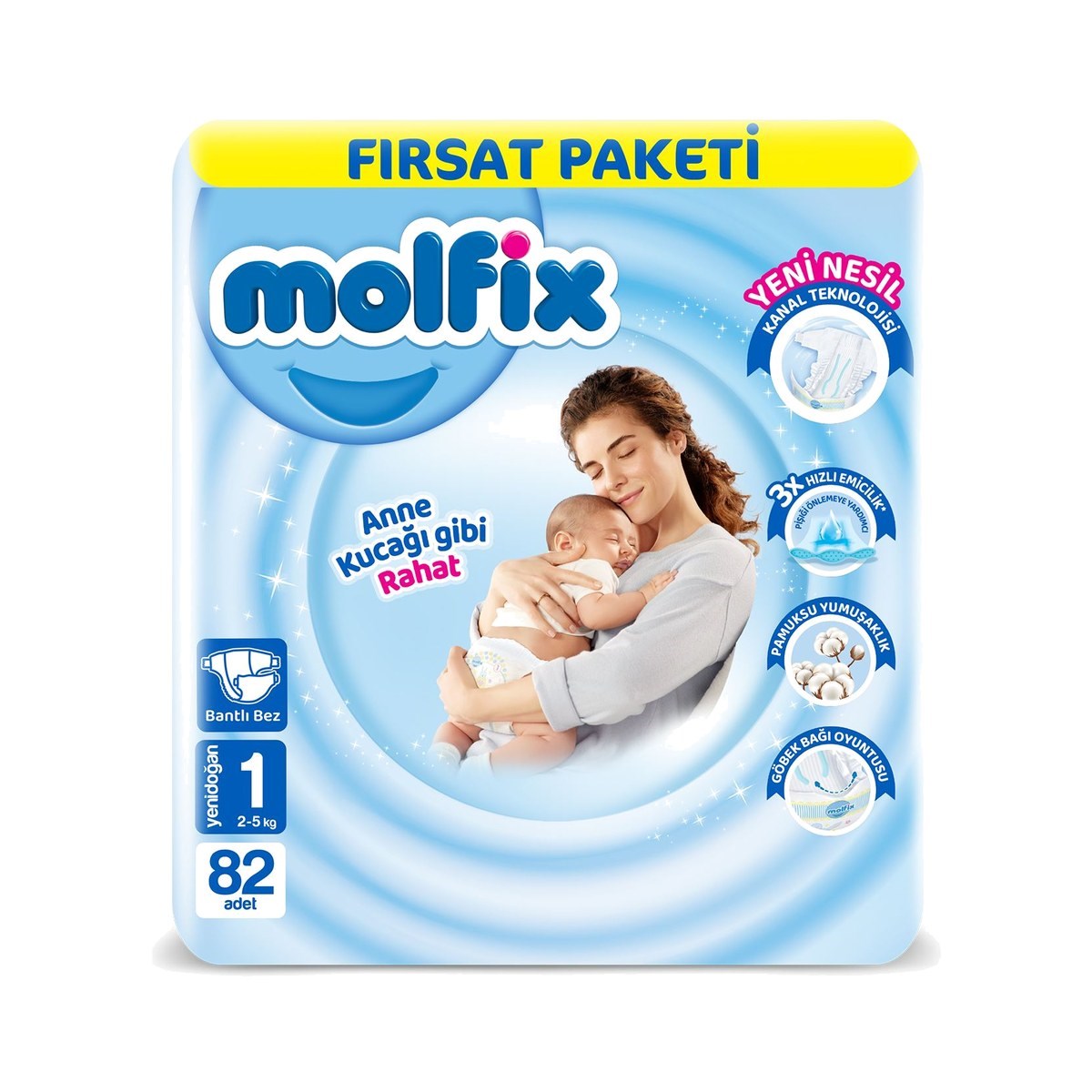 Molfix 3D Fırsat Paketi Yenidoğan 1 No 82 ADET