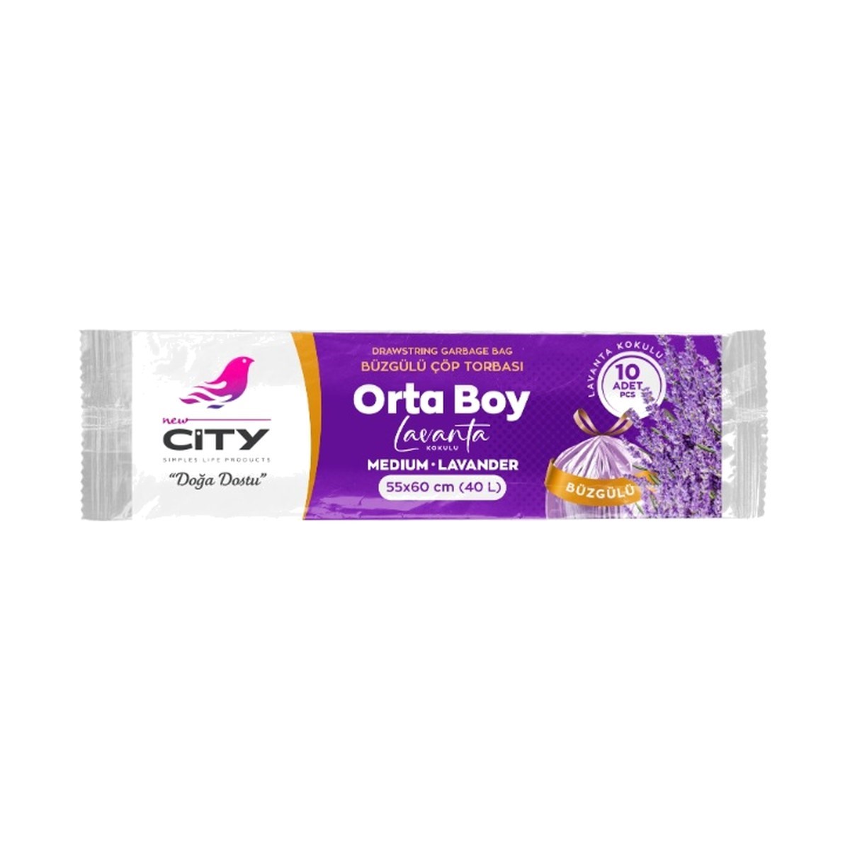 New City Büzgülü Çöp Torbası Lavanta Kokulu Orta Boy 10 ADET