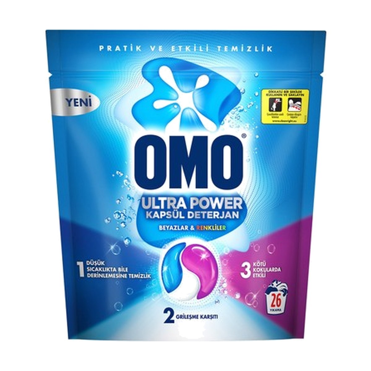Omo Ultra Power Kapsül Deterjan Renkliler ve Beyazlar 26 Adet