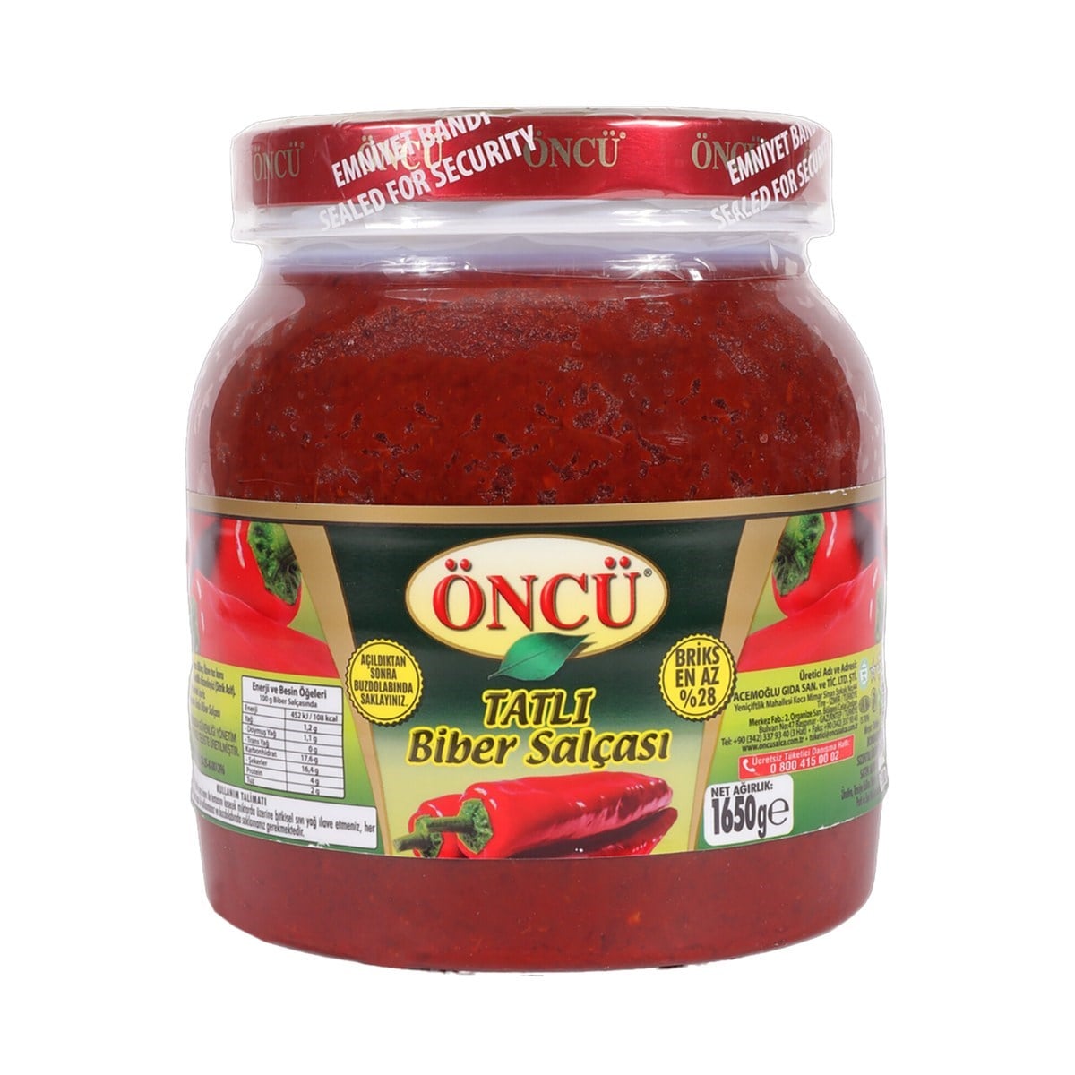 Öncü Tatlı Biber Salçası 1650 GR