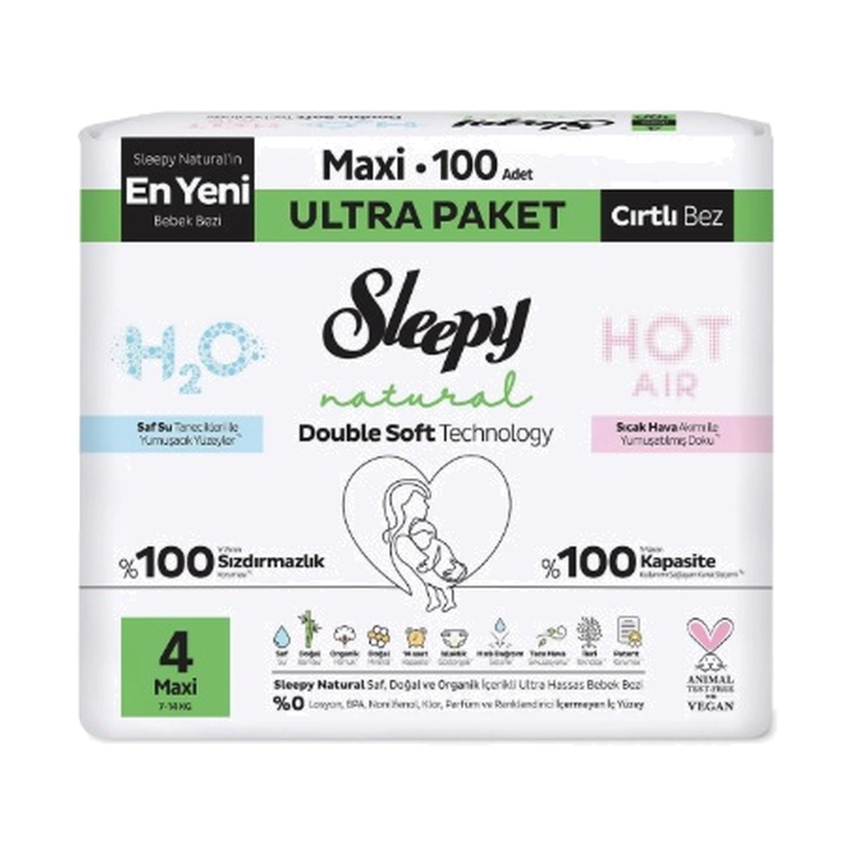 Sleepy Natural Double Soft Ultra Paket 4 Maxi 100 ADET
