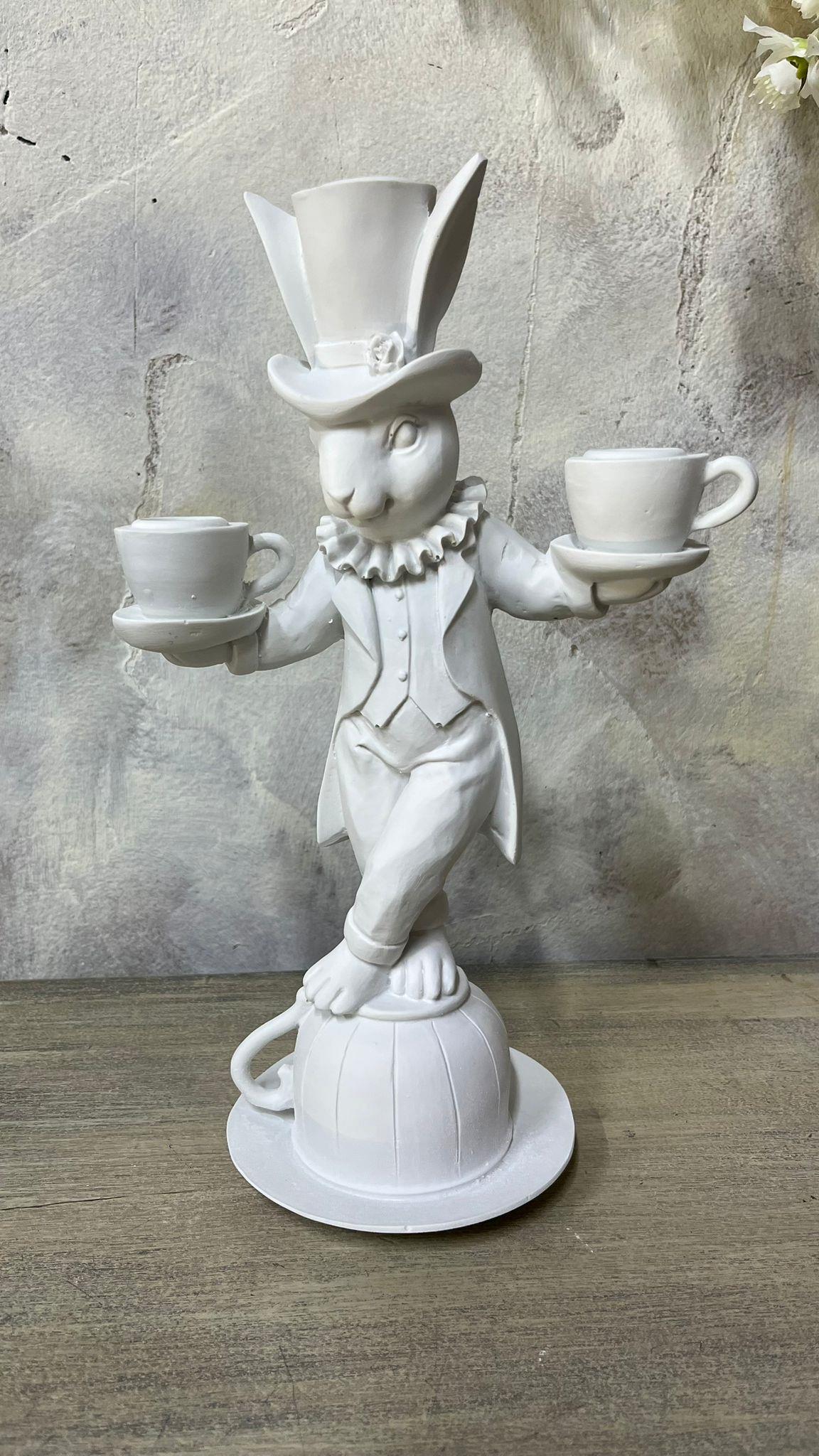 FİNCAN ÜZERİNDE TAVŞAN MUMLUK 30X18 CM