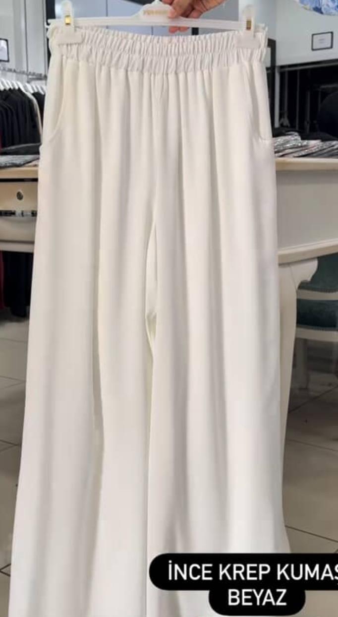 Pantolon ince yazlık krep kumaş beyaz
