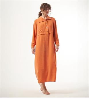 Nuss 24y2014 modal kumaş elbise turuncu
