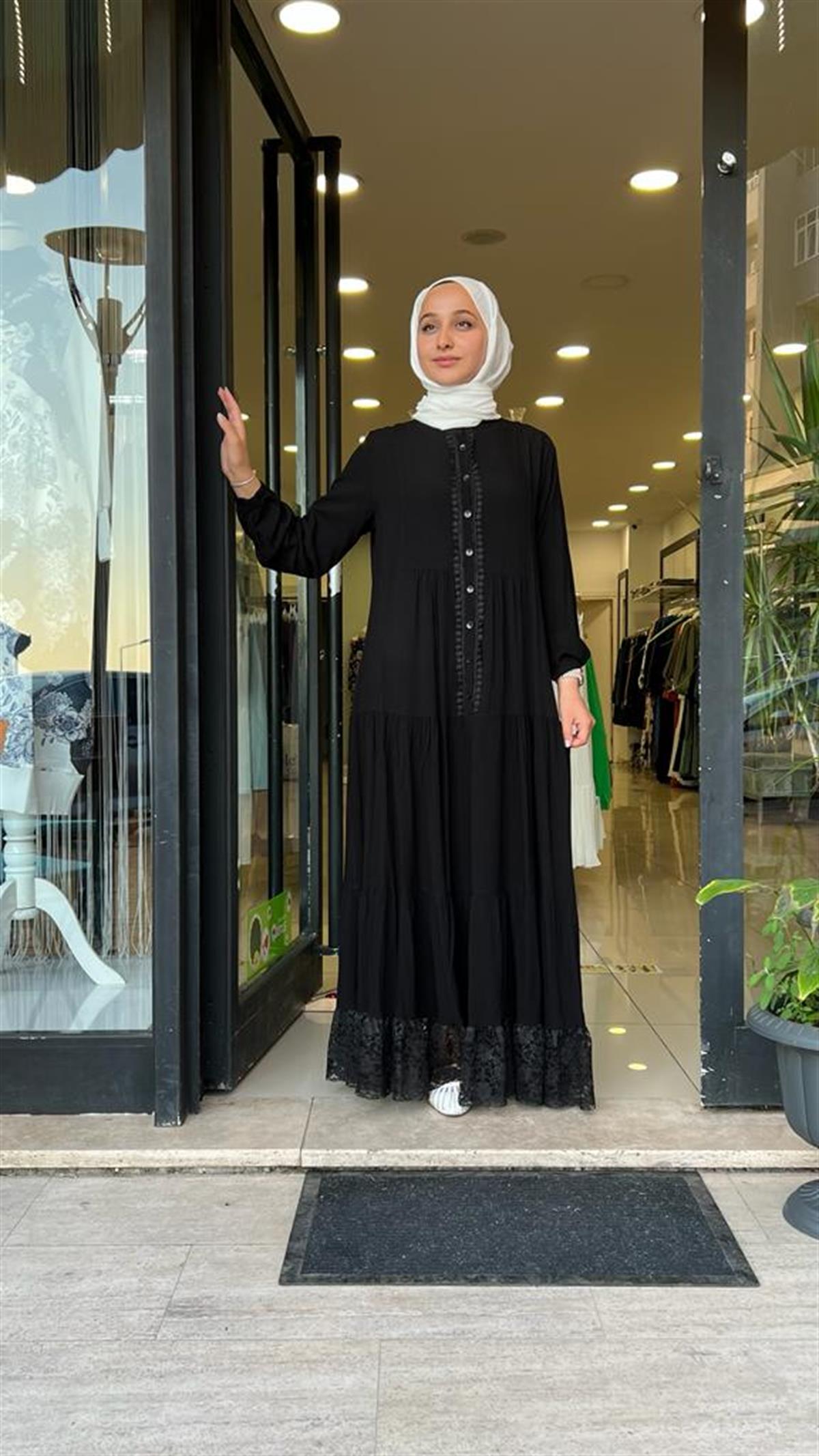 Elbise  düğmeli viscon siyah