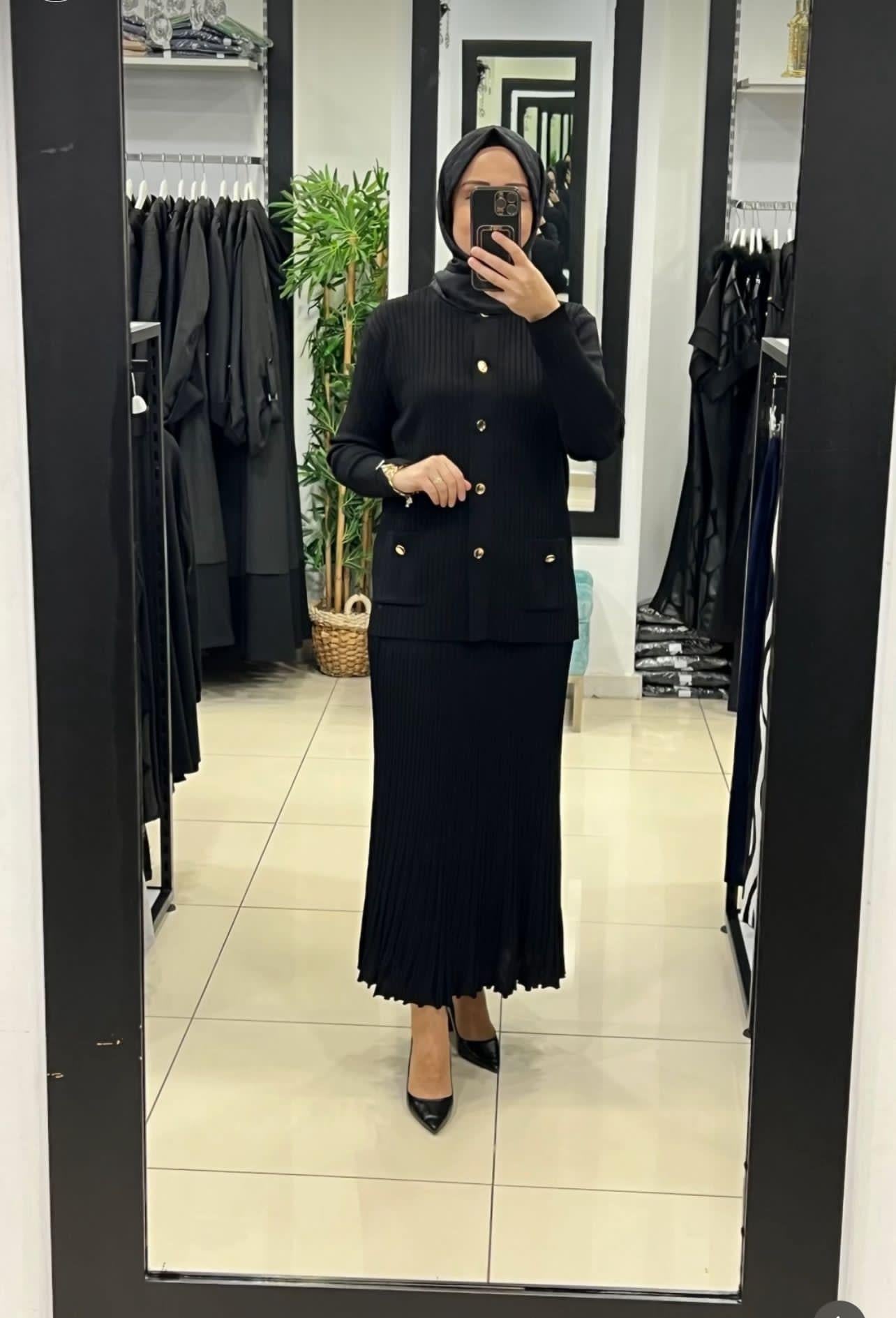 Etek üstü hırka merserize siyah