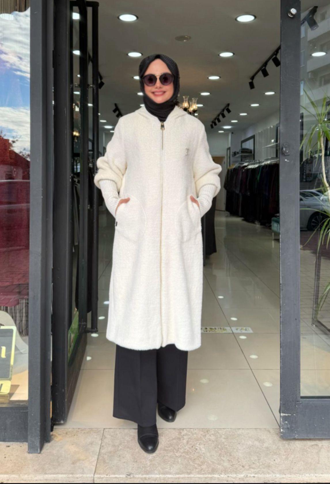 Kaban Angora 24K 7114 sabit kapşonlu ekru